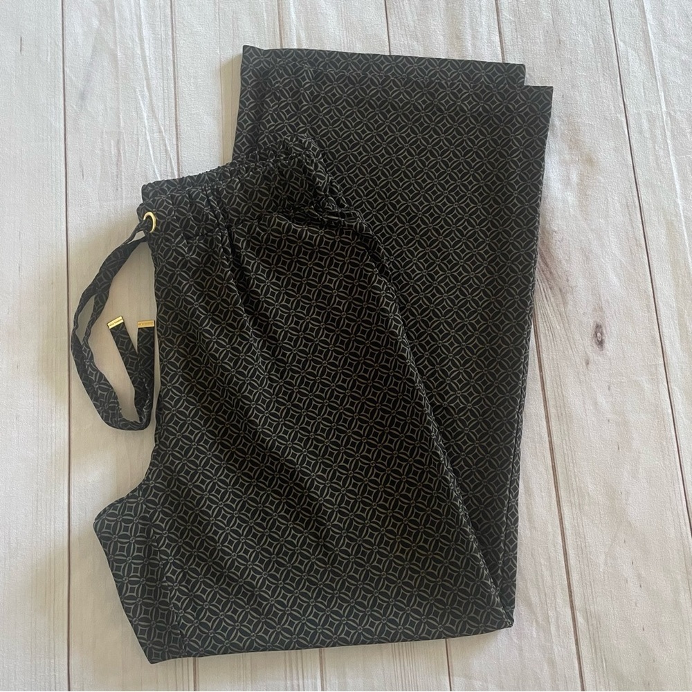 Michael Kors Monogram Printed Wide Leg Pants Women’s M Black Luxury Money Classy